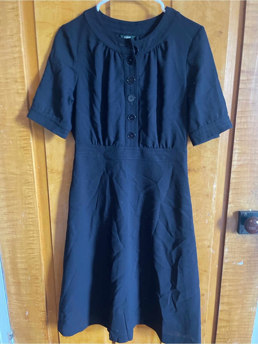 J. Crew Navy Short-Sleeve Button-Front Midi Dress